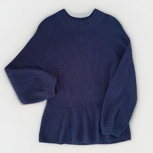 Club Monaco Sweater Womens Size Medium Wool Blend Alpaca Wool Blue Bubble Sleeve